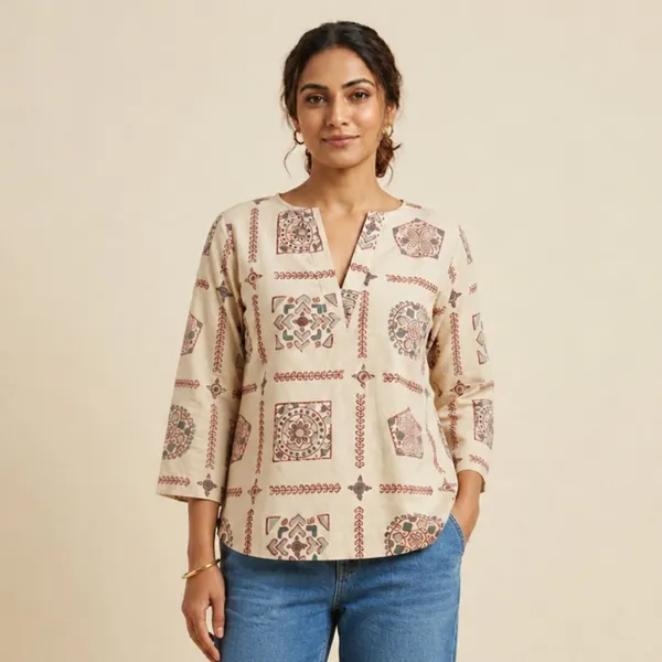 Beige_Cotton_Short_Top_For_Women