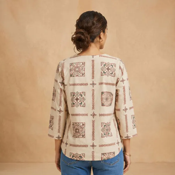 Beige_Cotton_Short_Top_For_Women