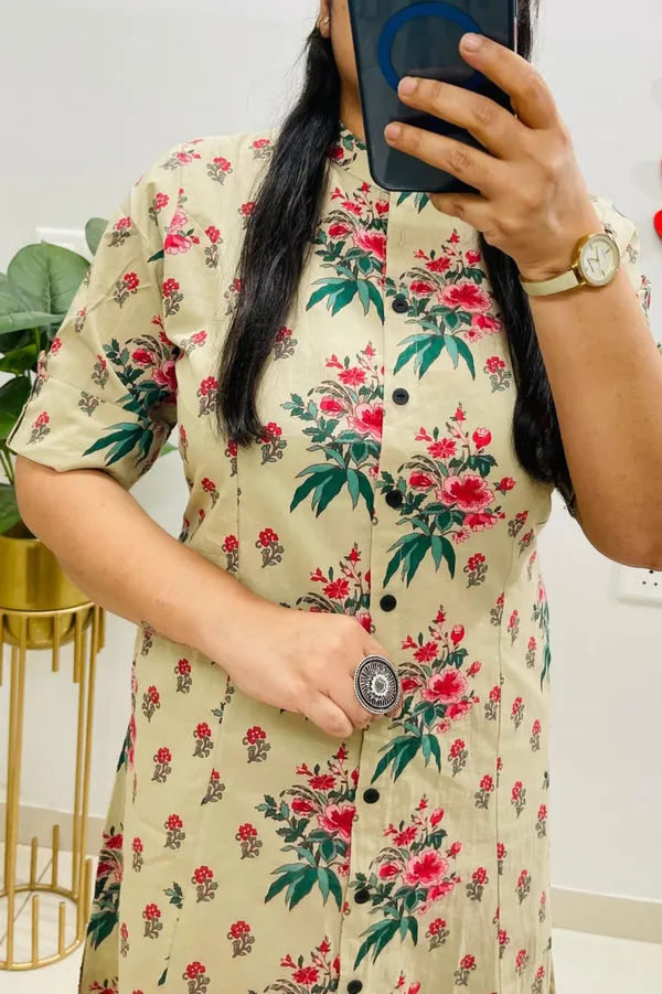 Beige_Floral_Print_Straight_Kurta_Set_for_Women