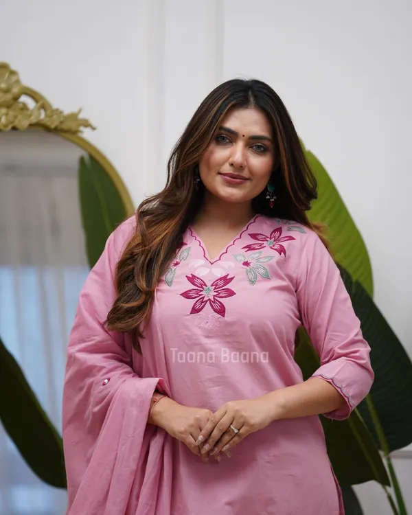 Pink_Cotton_Floral_Embroidered_Kurta_Pant_Dupatta_Set_For_Women
