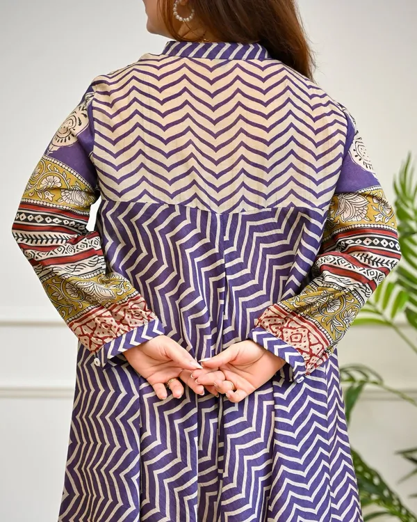 White_Purple_Cotton_Printed_Kurta_Pant_Set_For_Women