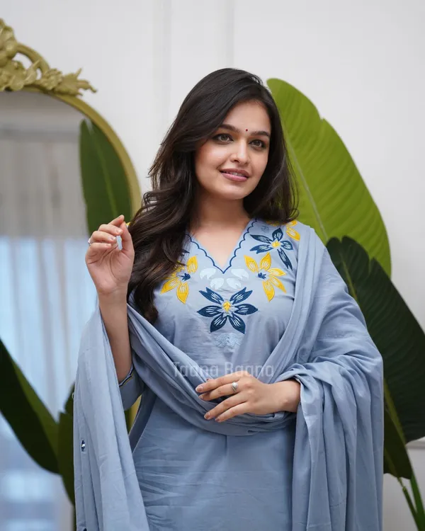 Blue_Cotton_Embroidered_Kurta_Pant_Dupatta_Set_For_Women