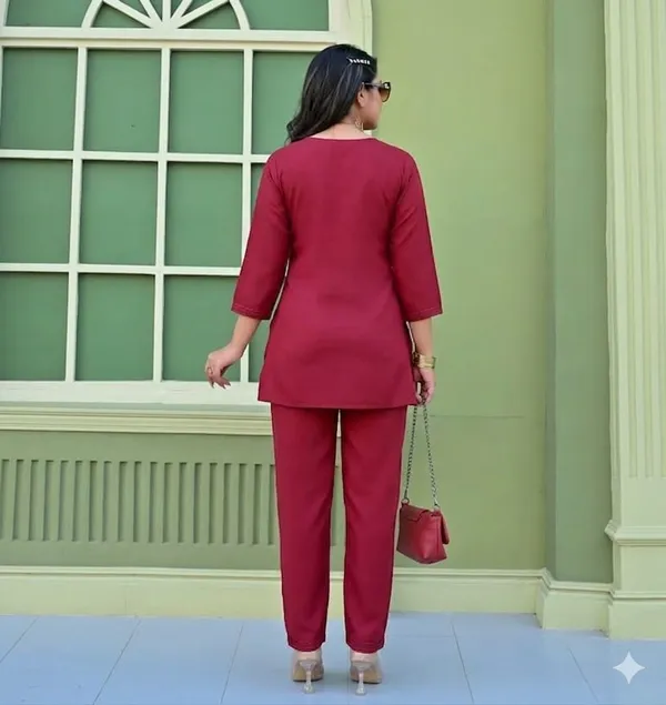 Maroon_Embroidered_Kurta_Pant_Set_for_Women