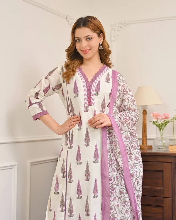 Ivory_Cotton_Straight_Printed_Kurta_Pant_Dupatta_Set_For_Women