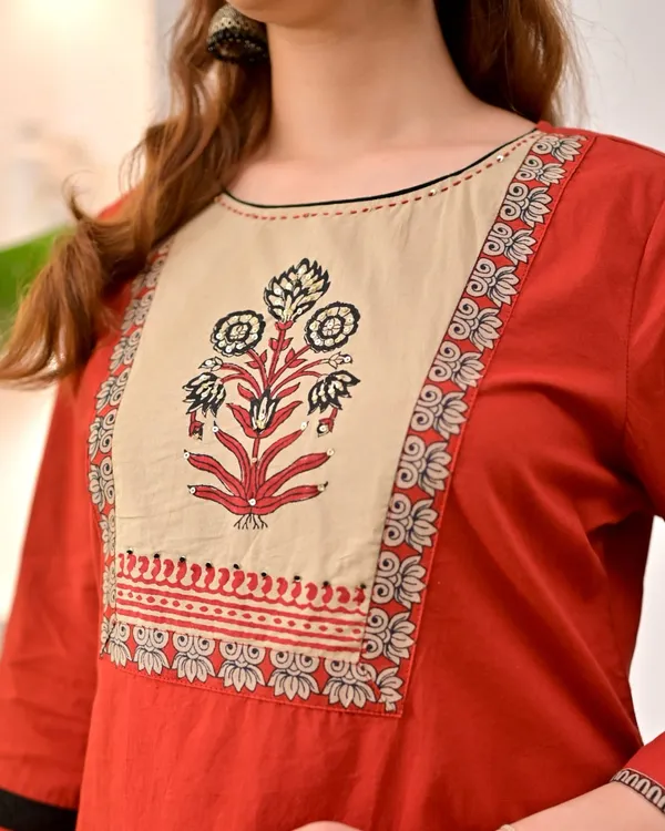 Orange_Cotton_Straight_Printed_Kurta_Pant_Dupatta_Set_For_Women