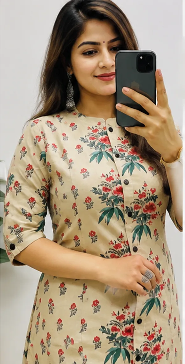 Beige_Floral_Print_Straight_Kurta_Set_for_Women