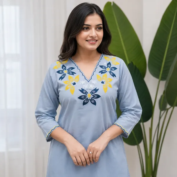 Blue_Cotton_Embroidered_Kurta_Pant_Dupatta_Set_For_Women