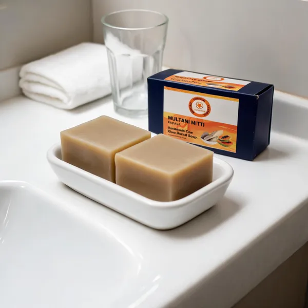Multani_Mitti_Papaya_Cow_Ghee_Herbal_Handmade_Soap_-_Pack_Of_2