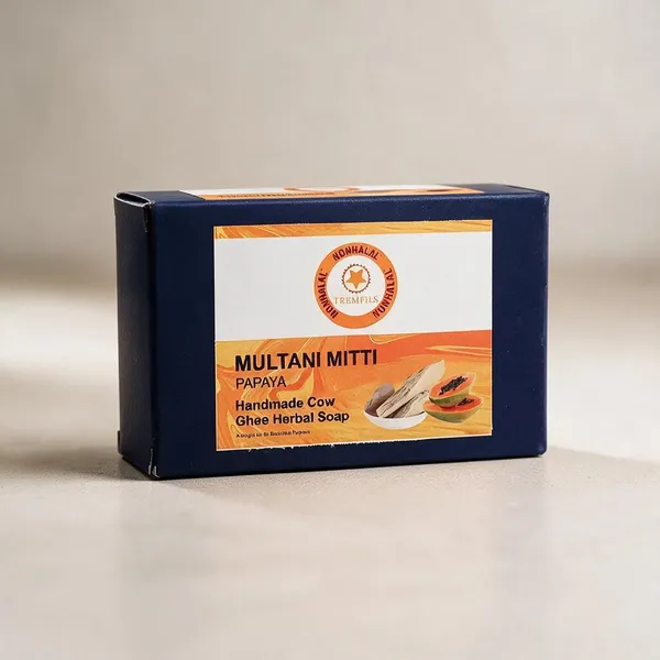 Multani_Mitti_Papaya_Handmade_Cow_Ghee_Herbal_Soap