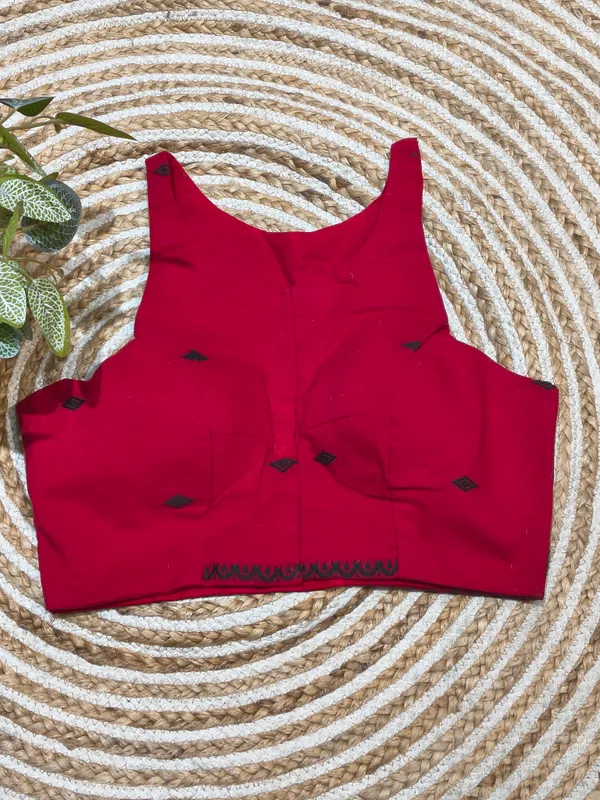 Red_Fabric_Sleeveless_Blouse_for_Women