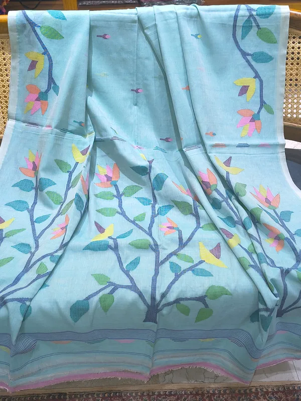 Blue_Cotton_Floral_Print_Saree_for_Women