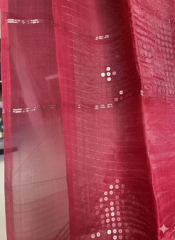Red_Tissue_Muslin_With_Sequins_Temple_Border_Saree