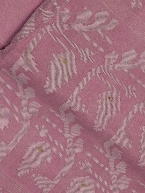 Pink_Handloom_Soft_Cotton_Jamdani_Saree_With_White_Needle_Work
