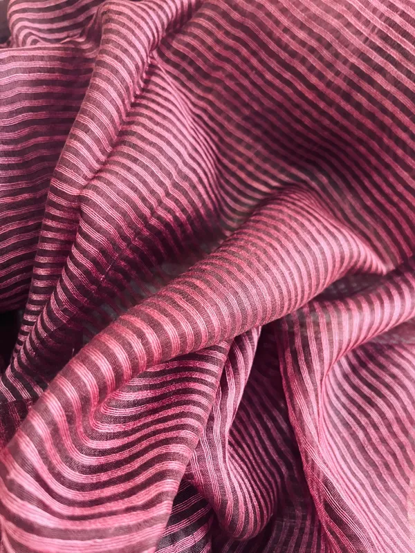 Chocolate_Brown_Muslin_Silk_Saree_With_Zari_Sequins_Border