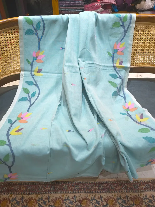 Blue_Cotton_Floral_Print_Saree_for_Women