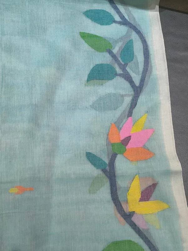 Blue_Cotton_Floral_Print_Saree_for_Women