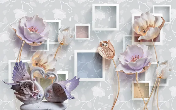 Geometrical_Theme_Flower_Pattern_Wallpaper