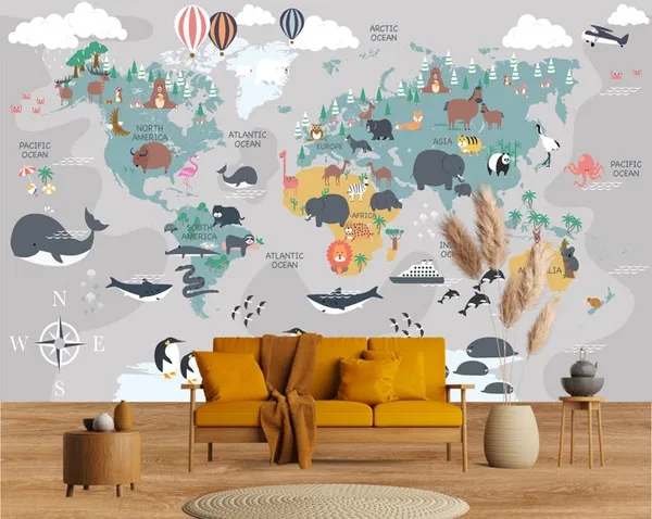 Educational_Gray_Theme_World_Map_Wallpaper