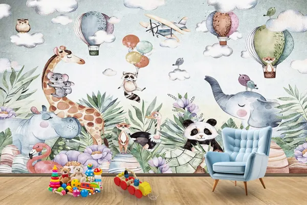 Jungle_Animal_Wallpaper_For_Kids_Room_Decor_Tropical_Wallpaper_For_Children