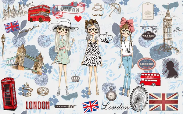 London_Theme_Cartoon_Girl_Wallpaper