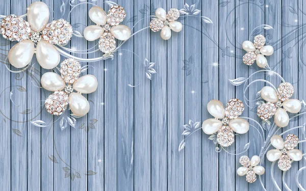 3d_Flower_Sky_Blue_Background_Customized_Wallpaper