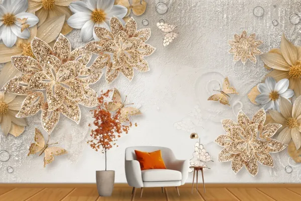 Golden_Flower_Theme_Customized_Wallpaper