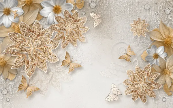 Golden_Flower_Theme_Customized_Wallpaper
