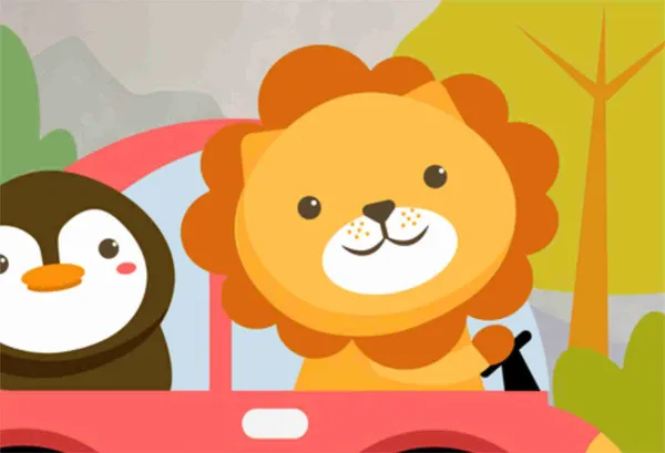 1_Driving_Car_Cartoon_Animal_2_Kids_Wallpaper