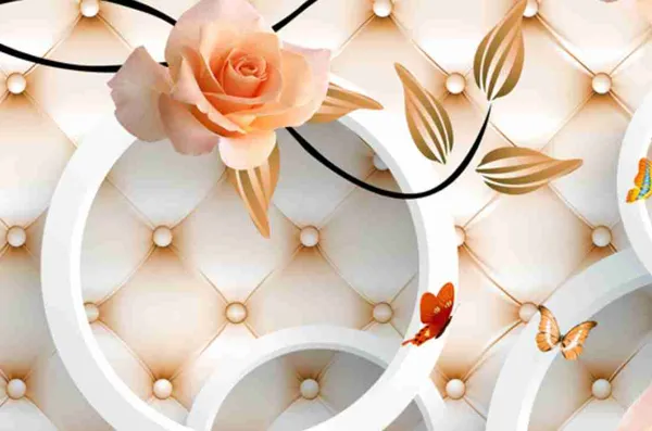 Cusion_Effect_Background_Orange_Red_Rose_Wallpaper