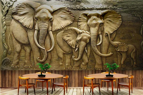 Mural_Elephant_Family_Wallpaper