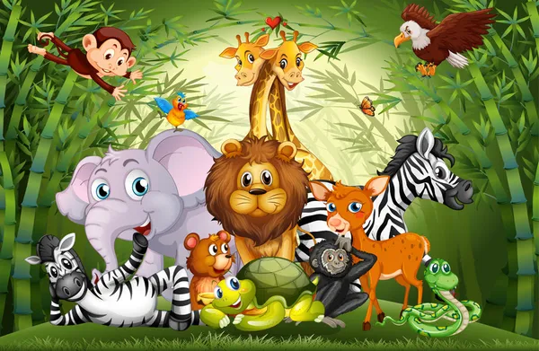 3d_Kids_Animal_Group_Customized_Wallpaper