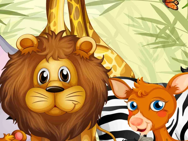 3d_Kids_Animal_Group_Customized_Wallpaper