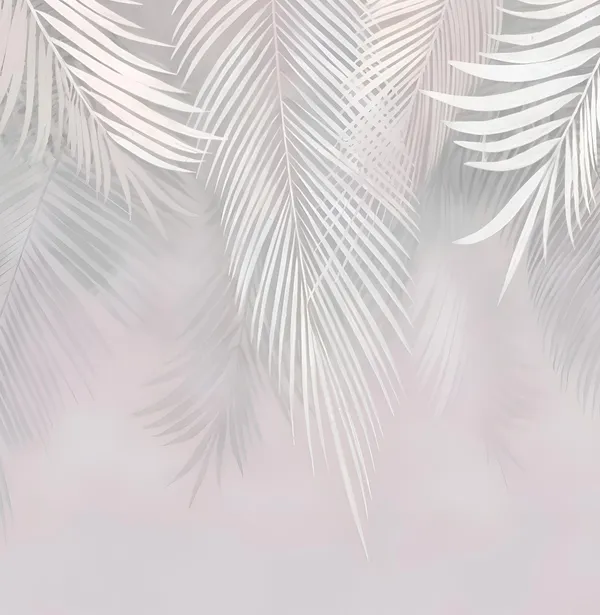 Wallpaper_Murals_For_Wall_White_Palm_Leaves