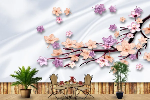 Multi_Colour_Flower_Leaves_Wallpaper