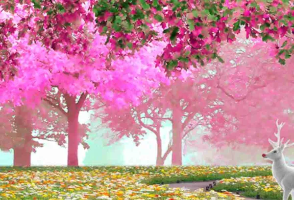 Pink_Tree_With_Deer_Wallpaper
