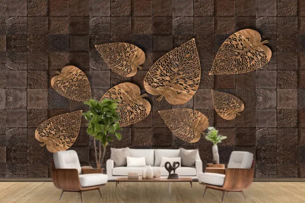 Brown_Background_Golden_Leaves_Wallpaper