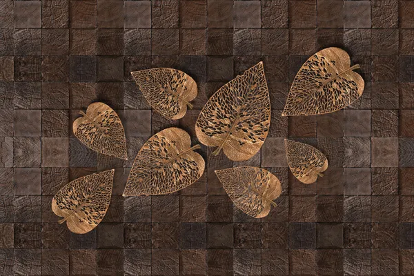 Brown_Background_Golden_Leaves_Wallpaper