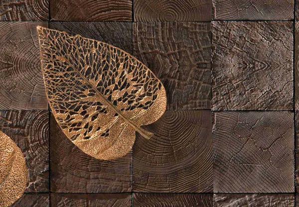 Brown_Background_Golden_Leaves_Wallpaper