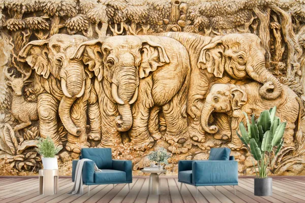 Elephant_Family_3_Mural_Wallpaper