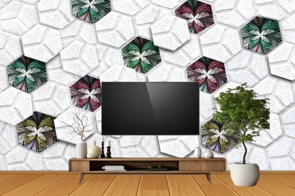Geometric_Hexagonal_Shapes_With_Multi_Colour_Abstracts_Wallpaper