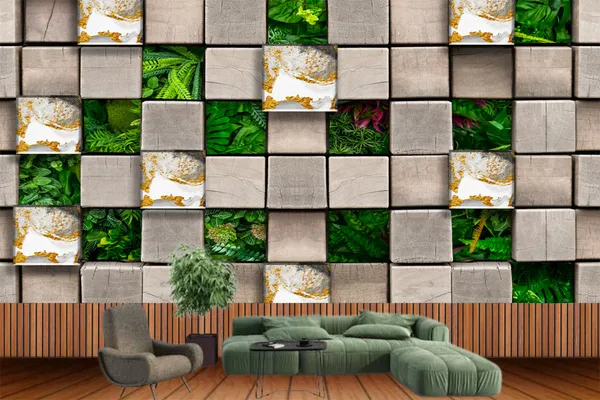 Geometric_Garden_And_Marble_Blocks_Wallpaper