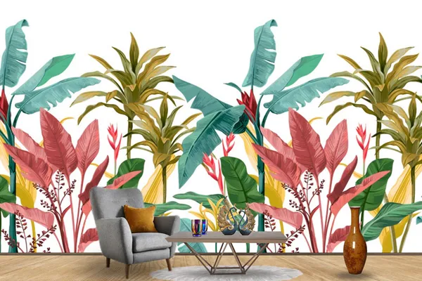 Tropical_Long_Leaves_Customized_Walllpaper