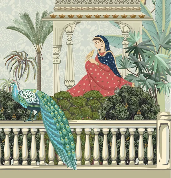 Tropical_Royal_Rajsthani_Mughal_Garden_Wallpaper