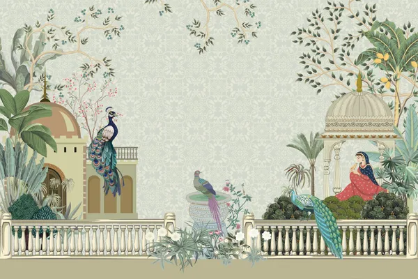 Tropical_Royal_Rajsthani_Mughal_Garden_Wallpaper