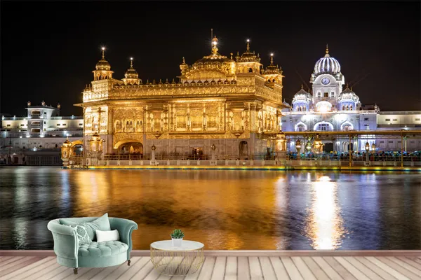 God_Collection_Night_View_Golden_Tample_Wallpaper