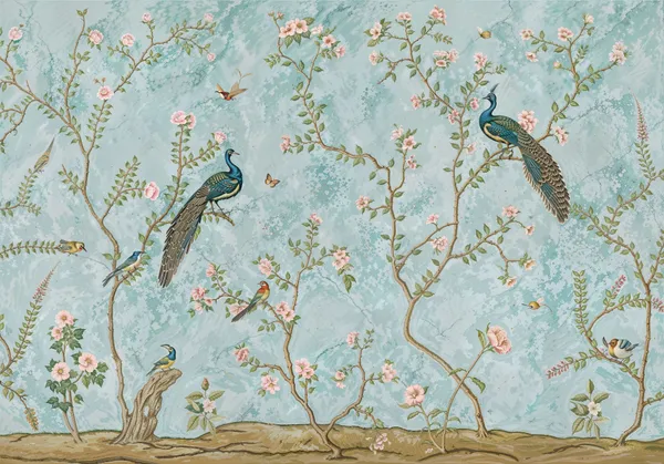 Tropical_peacock__Floral_Print_Wallpaper