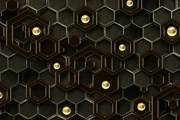 Geometric_Hexagonal_Black_Golden_Theme_Wallpaper