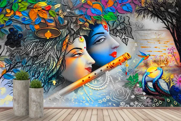 God_Collection_Multicolour_Radha_Krishna_Wallpaper