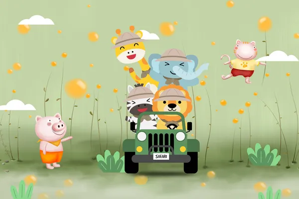 Cartoon_Animal_Drive_Safari_Kids_Wallpaper