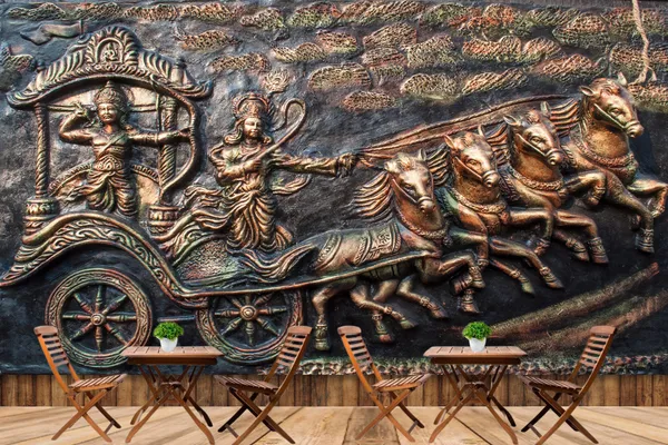 1_Arjun_With_Krishna_Mural_Wallpaper